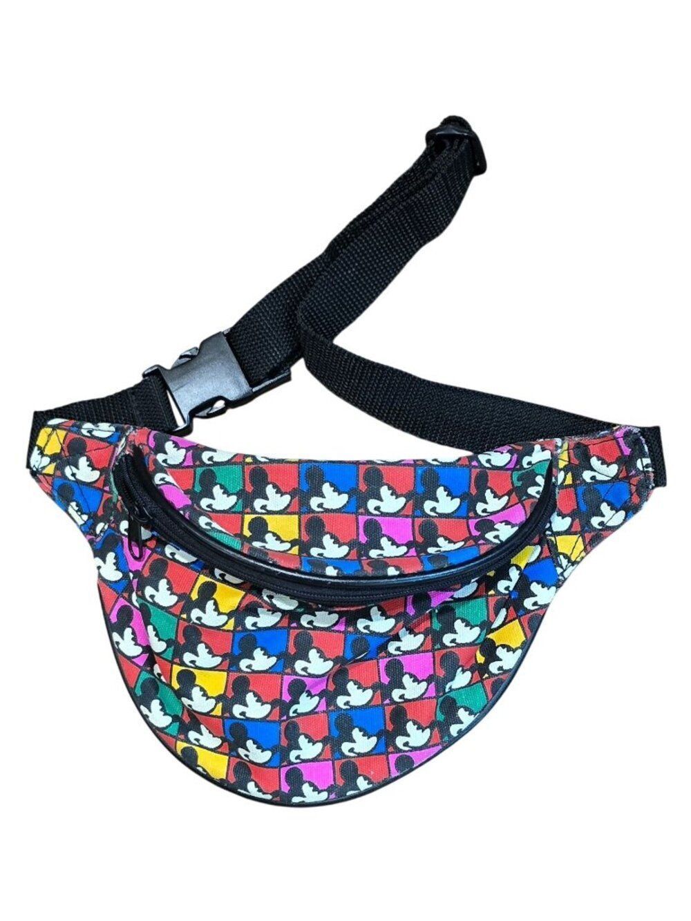 Vintage Disney Mickey & Co. Fanny Pack W Bright Multicolor Mickey Pattern Strap